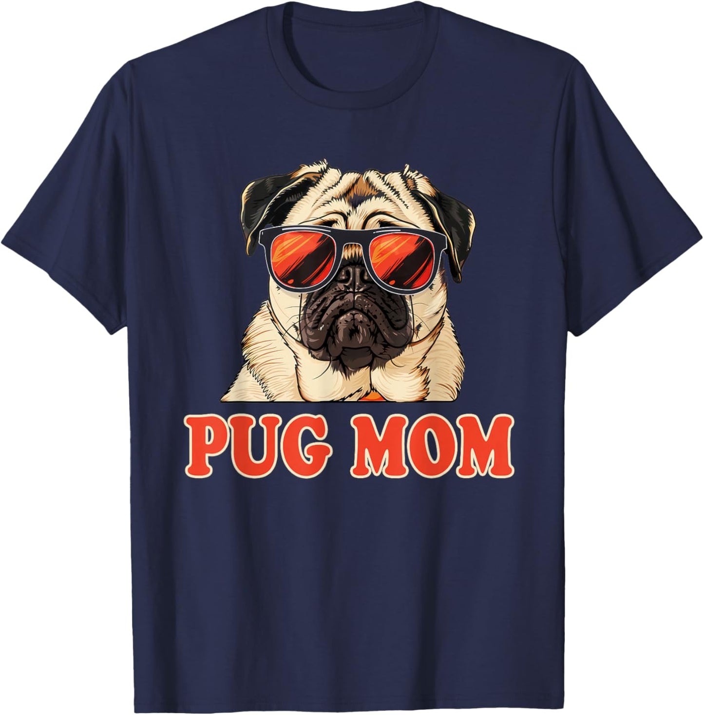Cute Pug Mom T-Shirt - T-Shirt | Navy