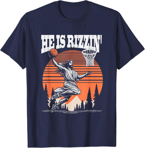 He Is Funny Rizzin Basketball T-Shirt - T-Shirt | Navy