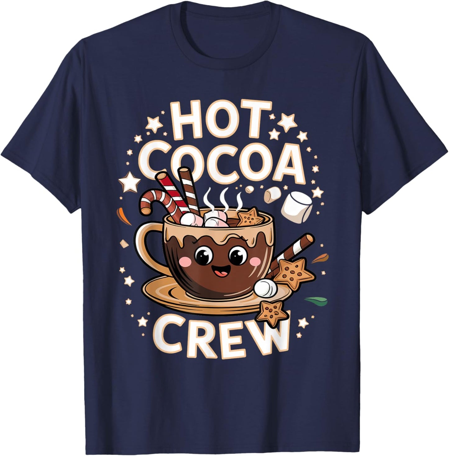 Hot Cocoa Crew Cozy Winter Holiday Team Xmas Matching T-Shirt - T-Shirt | Navy