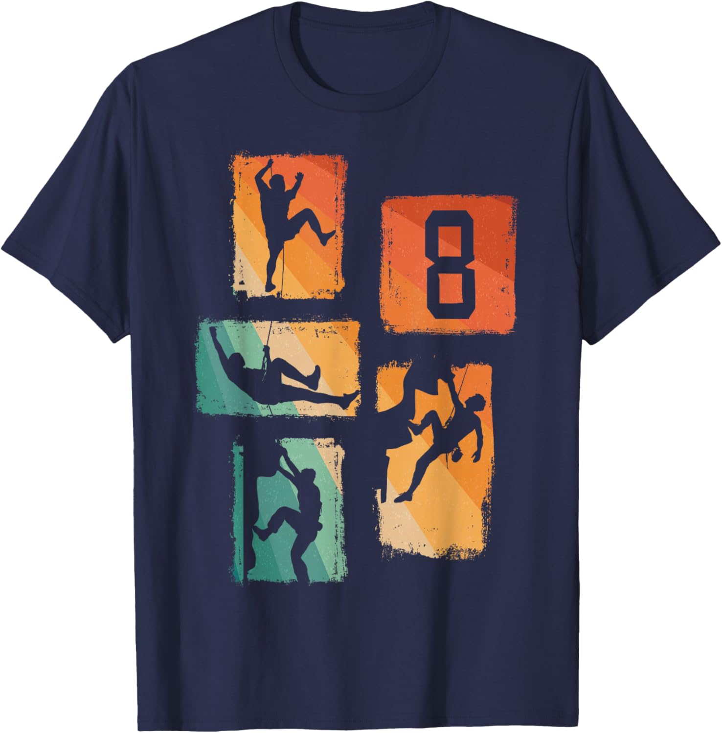 8th Birthday Climbing Rock Climber Bouldering 8 Years Old T-Shirt - T-Shirt | Navy