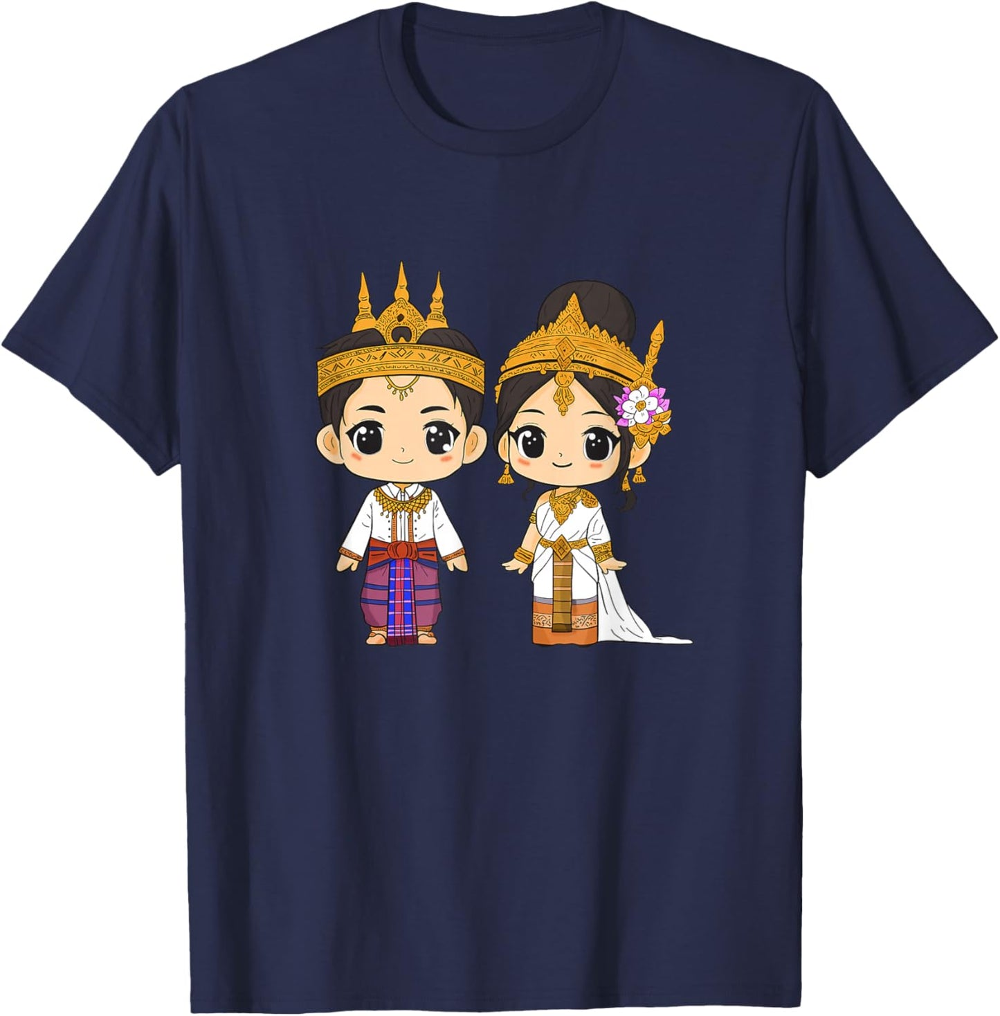 Cambodia Traditional Dress Cambodian Boy Khmer Girl T-Shirt - T-Shirt | Navy