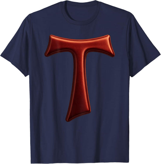 Franciscan Tau Cross - Catholic Saint Anthonys Cross T-Shirt - T-Shirt | Navy