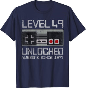 Level 49 Unlocked 49th Birthday 49 Year Old Video Gamer Men T-Shirt - T-Shirt | Navy