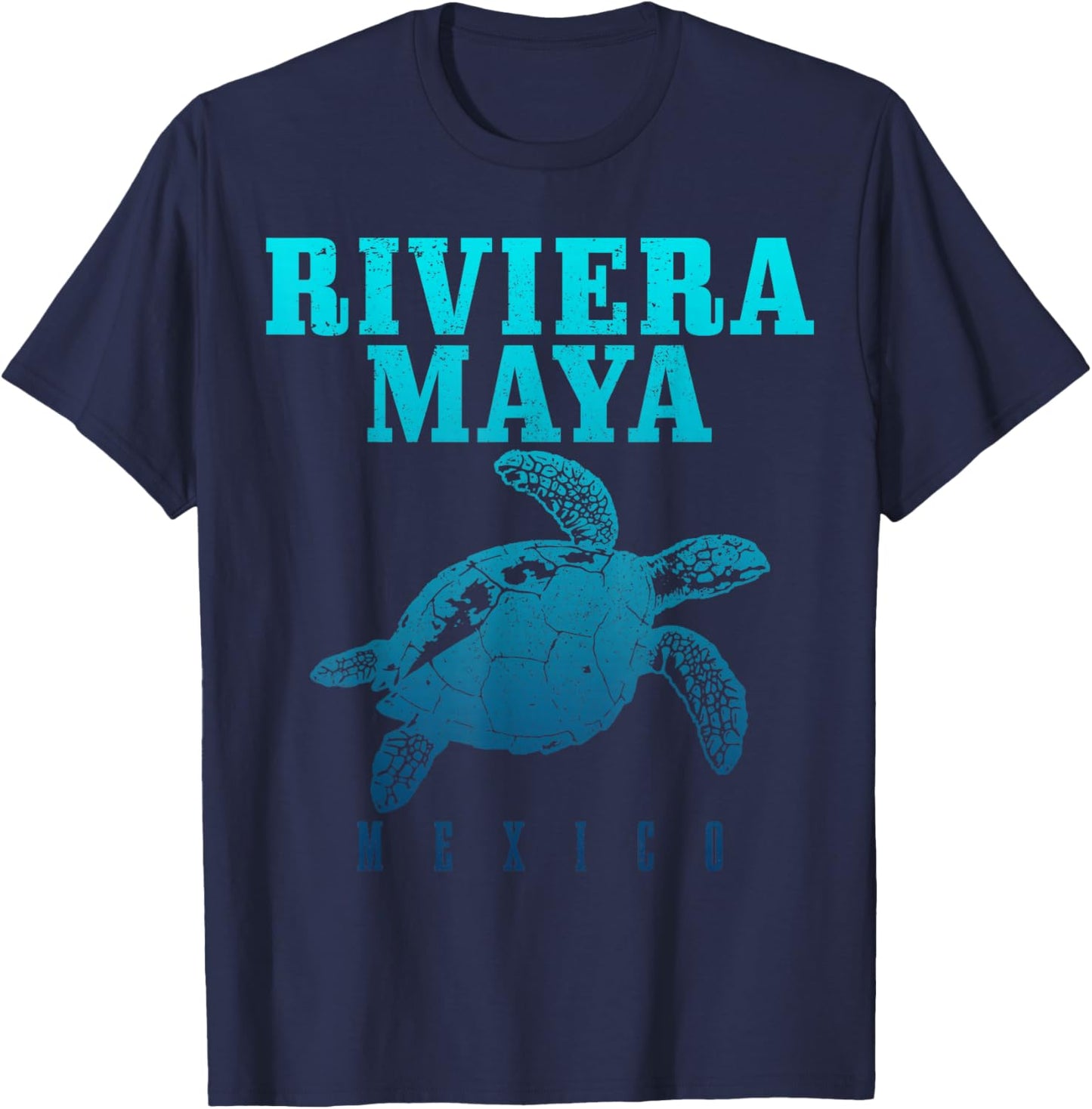 Riviera Maya Mexico Surf Sea Turtle Surfer Scuba Diving T-Shirt - T-Shirt | Navy