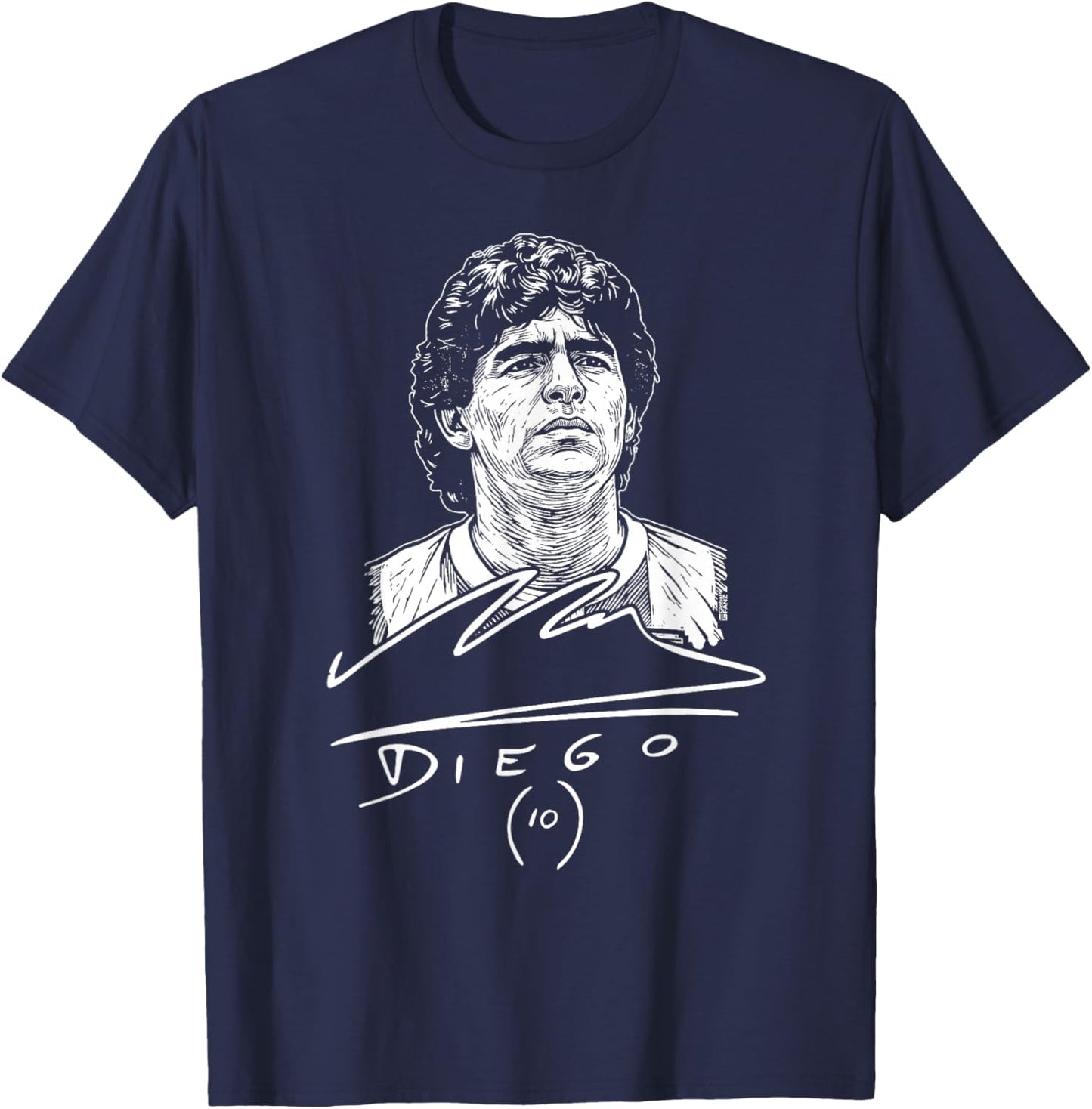 Diego Maradona Vintage Autograph Design Football Icon T-Shirt - T-Shirt | Navy