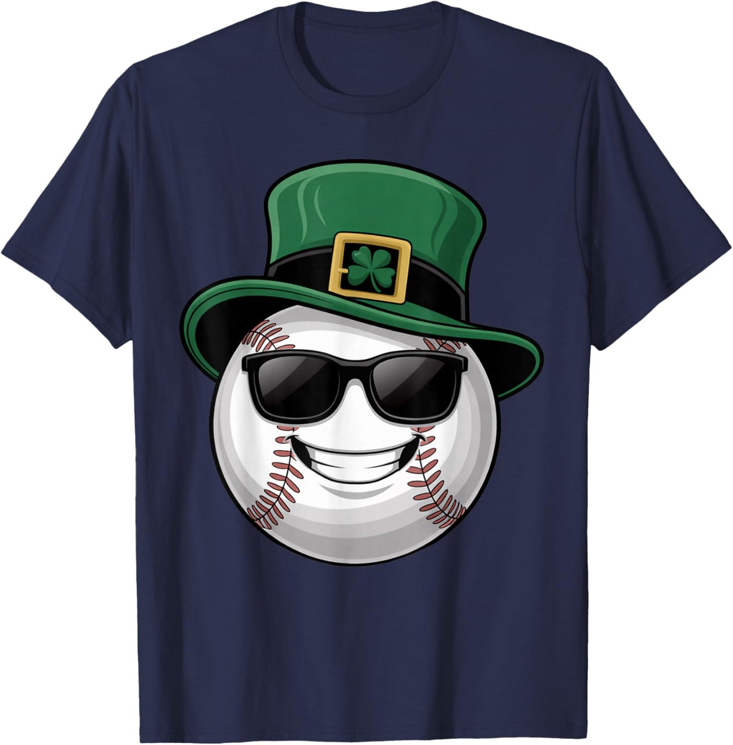 Baseball Shamrock Hat Funny St Patricks Day T-Shirt - T-Shirt | Navy