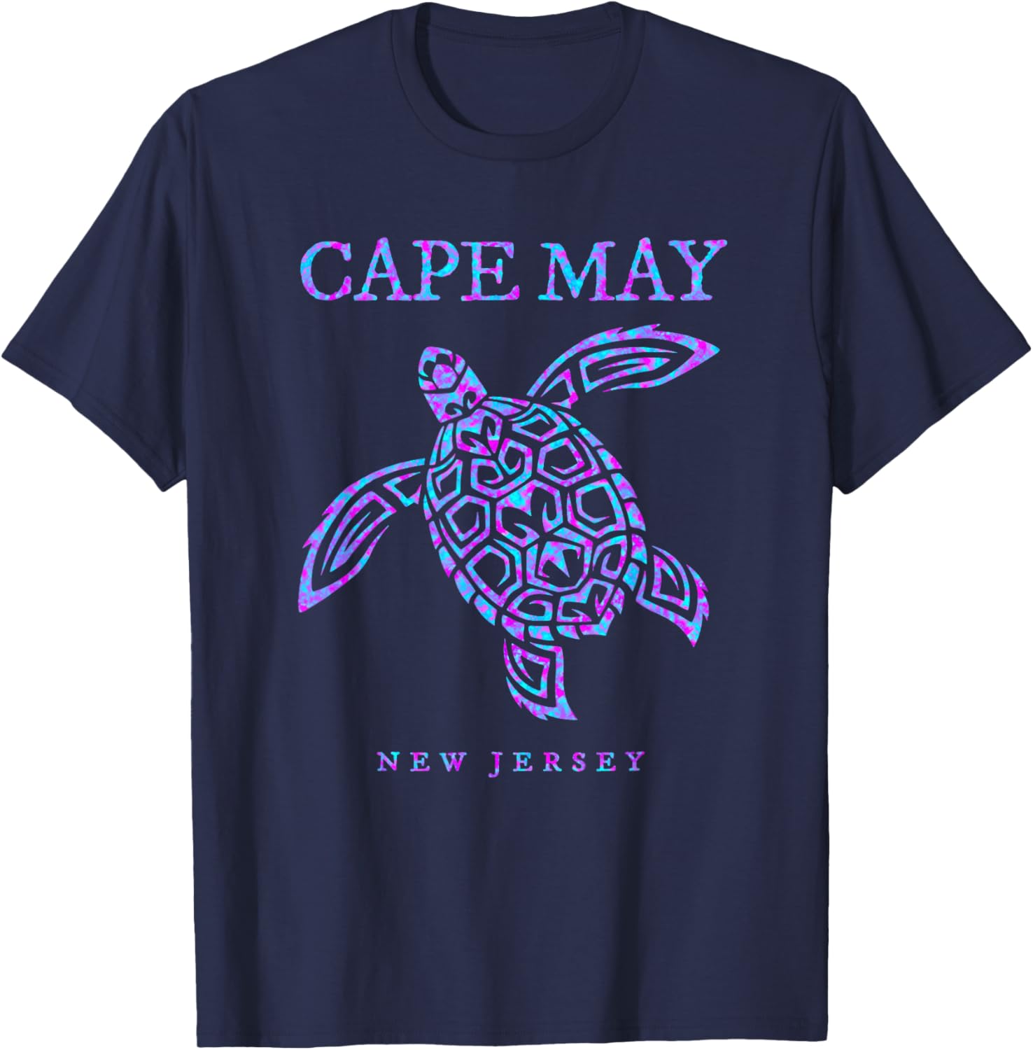 Cape May New Jersey NJ Sea Turtle Beach Vacation T-Shirt - T-Shirt | Navy