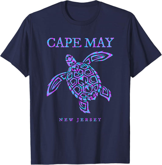 Cape May New Jersey NJ Sea Turtle Beach Vacation T-Shirt - T-Shirt | Navy
