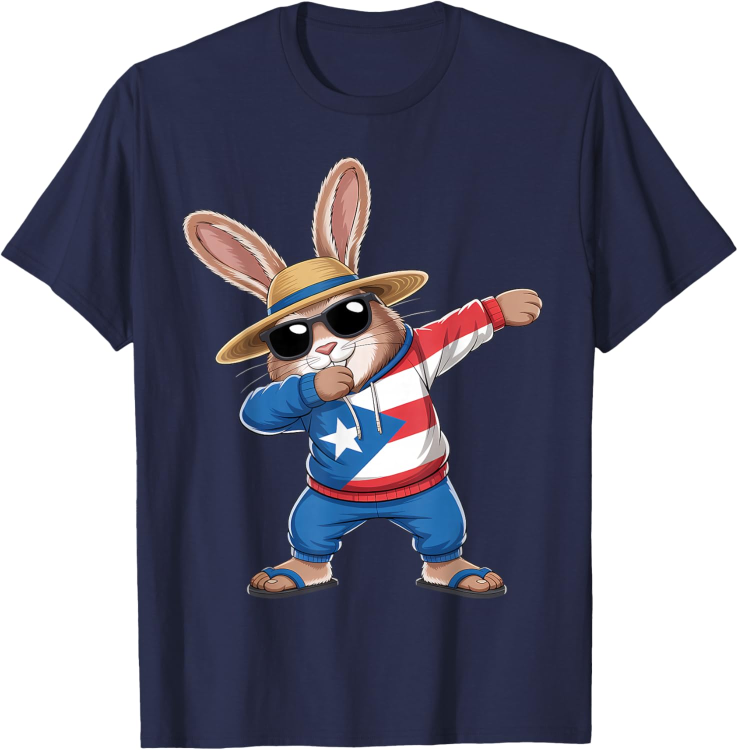 Puerto Rico Rabbit Puerto Rican Flag Bunny T-Shirt - T-Shirt | Navy
