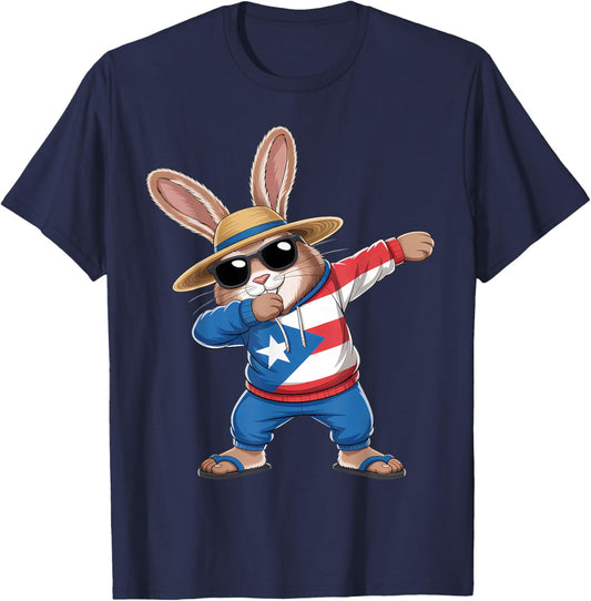 Puerto Rico Rabbit Puerto Rican Flag Bunny T-Shirt - T-Shirt | Navy