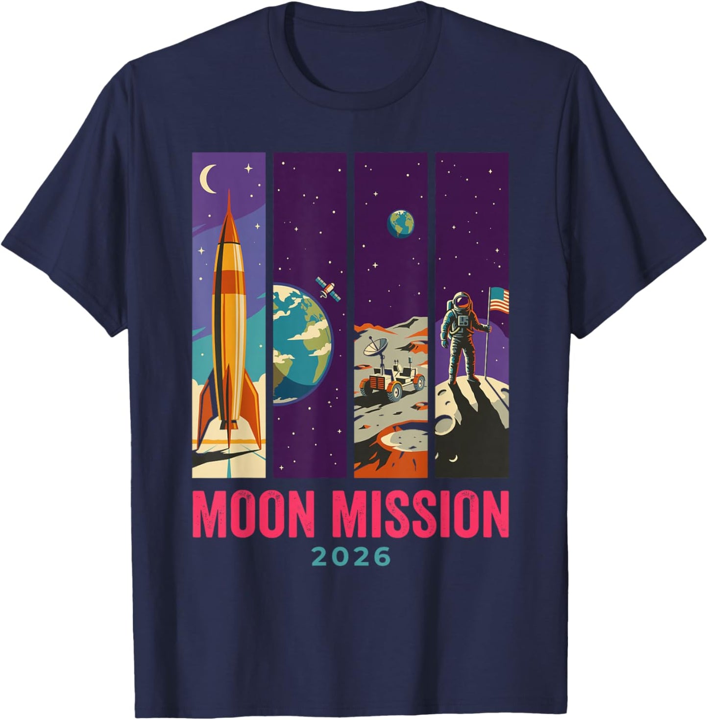 Rocket Launch and Astronaut T-Shirt - T-Shirt | Navy