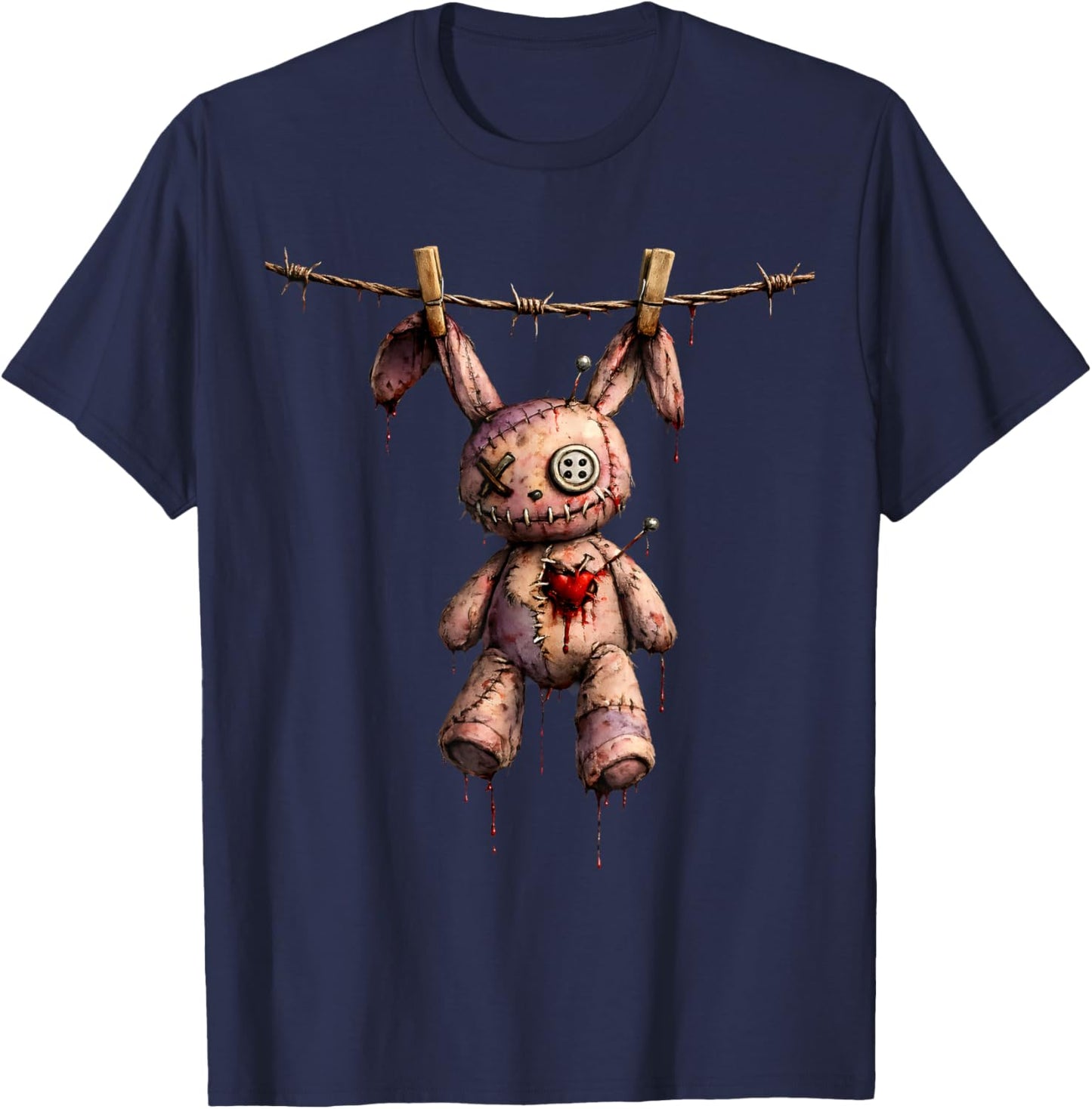 Creepy Cute Goth Bunny Voodoo Doll E-Girl Gothic Outfit T-Shirt - T-Shirt | Navy