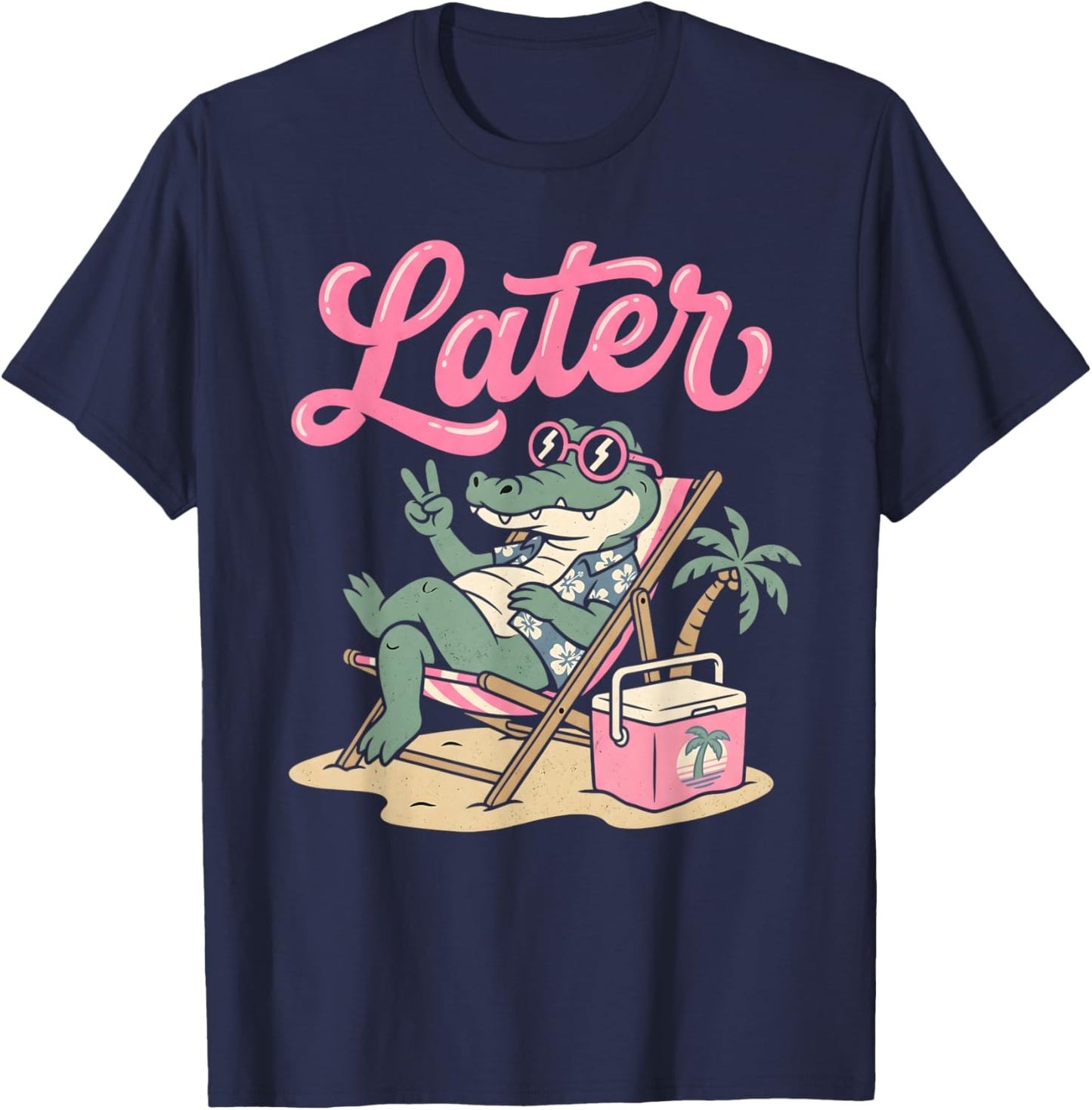 Later Gator Teacher Kids Summer Alligator Last Day of School T-Shirt - T-Shirt | Navy