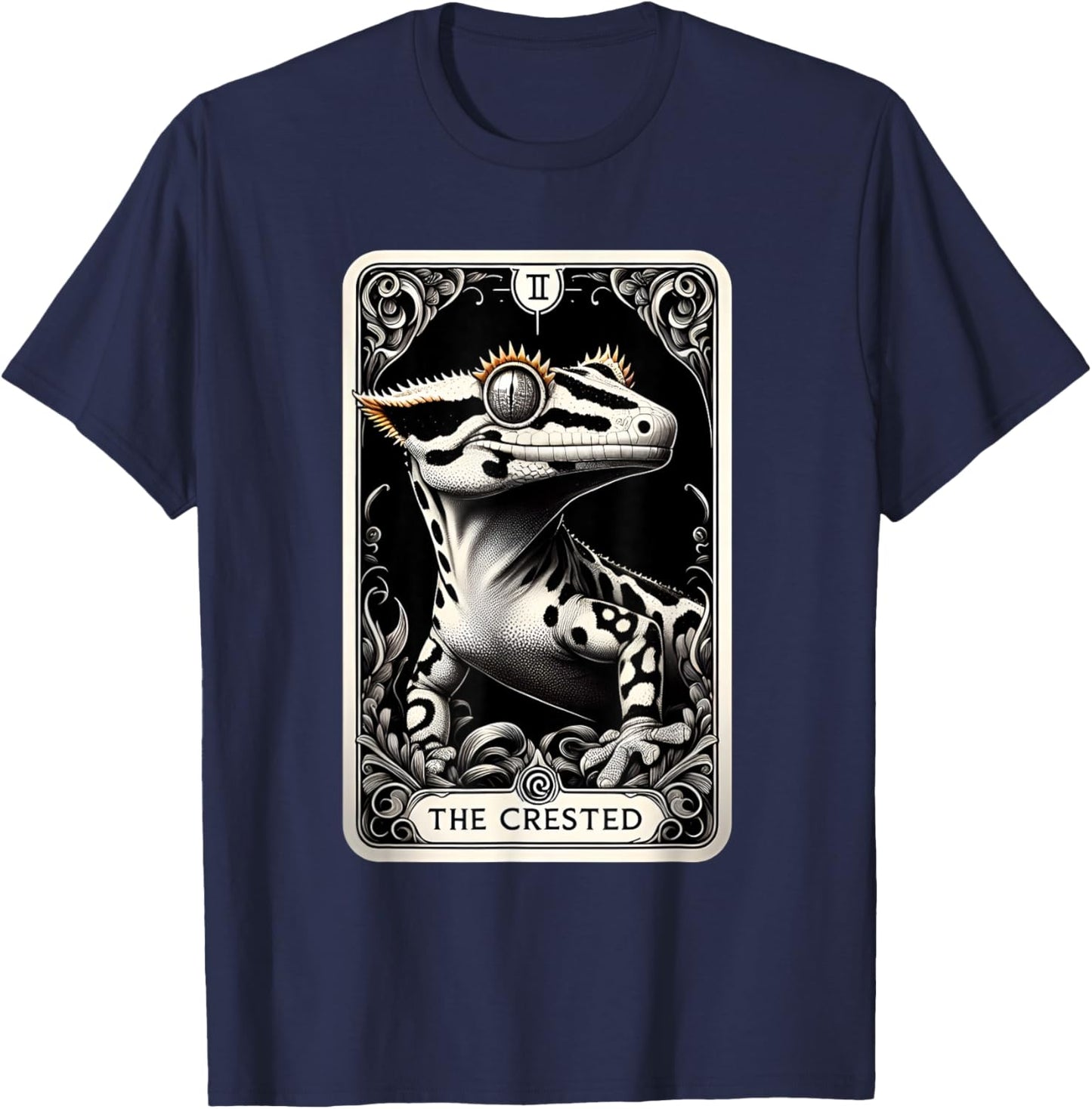 Crested Gecko Tarot Card Moon Men Women Kids Reptile Lover T-Shirt - T-Shirt | Navy