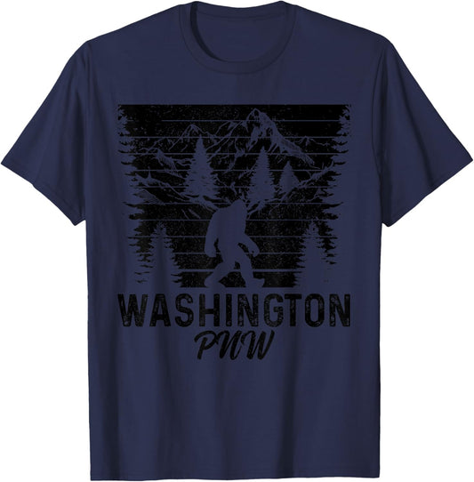 Washington PNW Bigfoot Vintage Pacific Northwest T-Shirt - T-Shirt | Navy