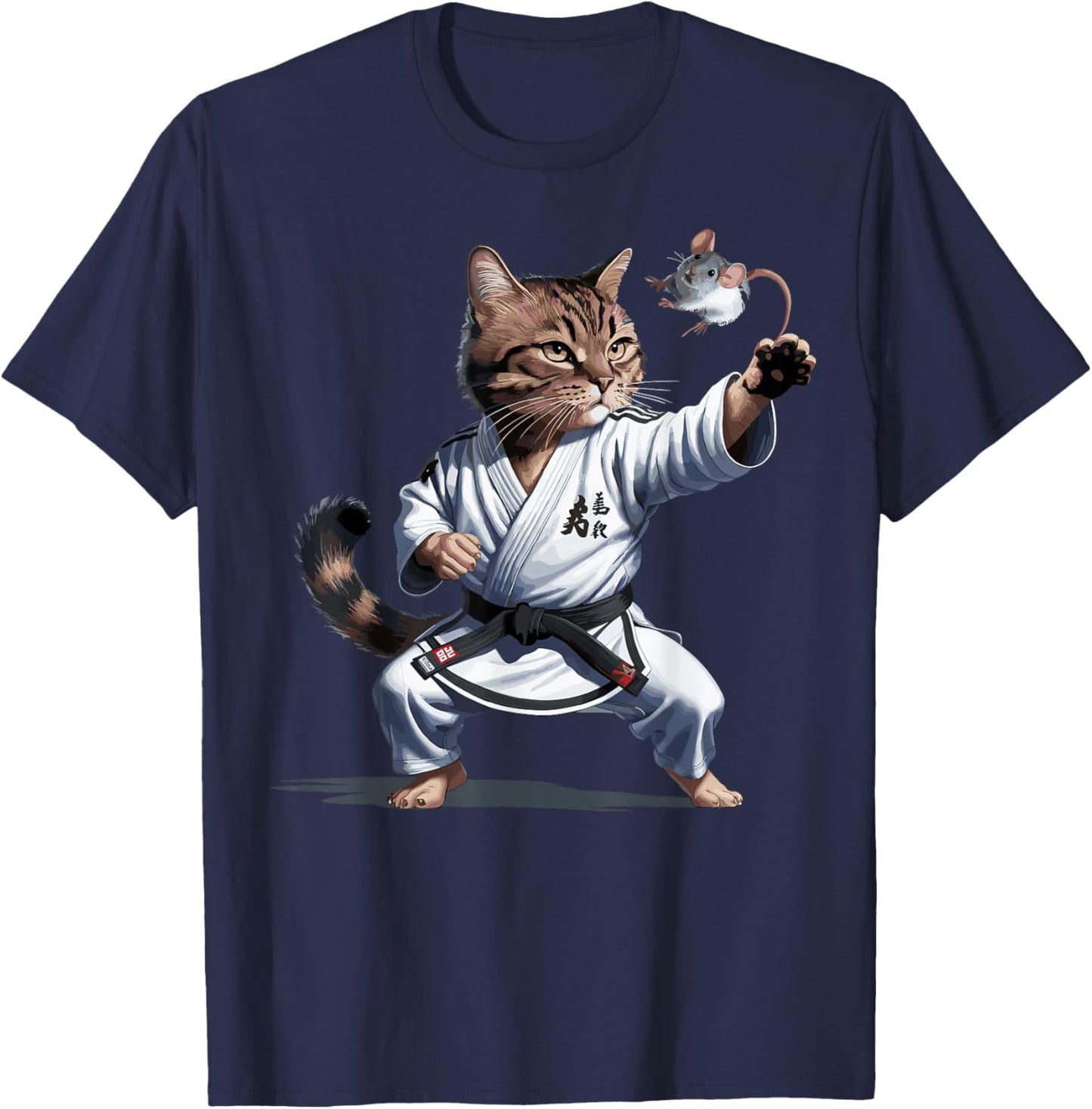 Martial Arts Cat Karate Black Belt Funny Fighter T-Shirt - T-Shirt | Navy