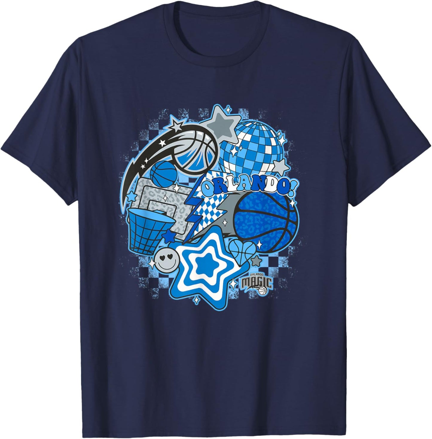 NBA Orlando Magic Psychedelic Basketball Collage T-Shirt - T-Shirt | Navy
