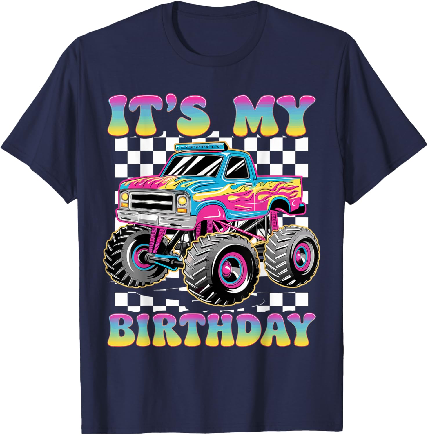 Monster Truck Lover It's My Birthday Monster Truck T-Shirt - T-Shirt | Navy