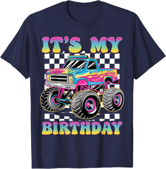 Monster Truck Lover It's My Birthday Monster Truck T-Shirt - T-Shirt | Navy