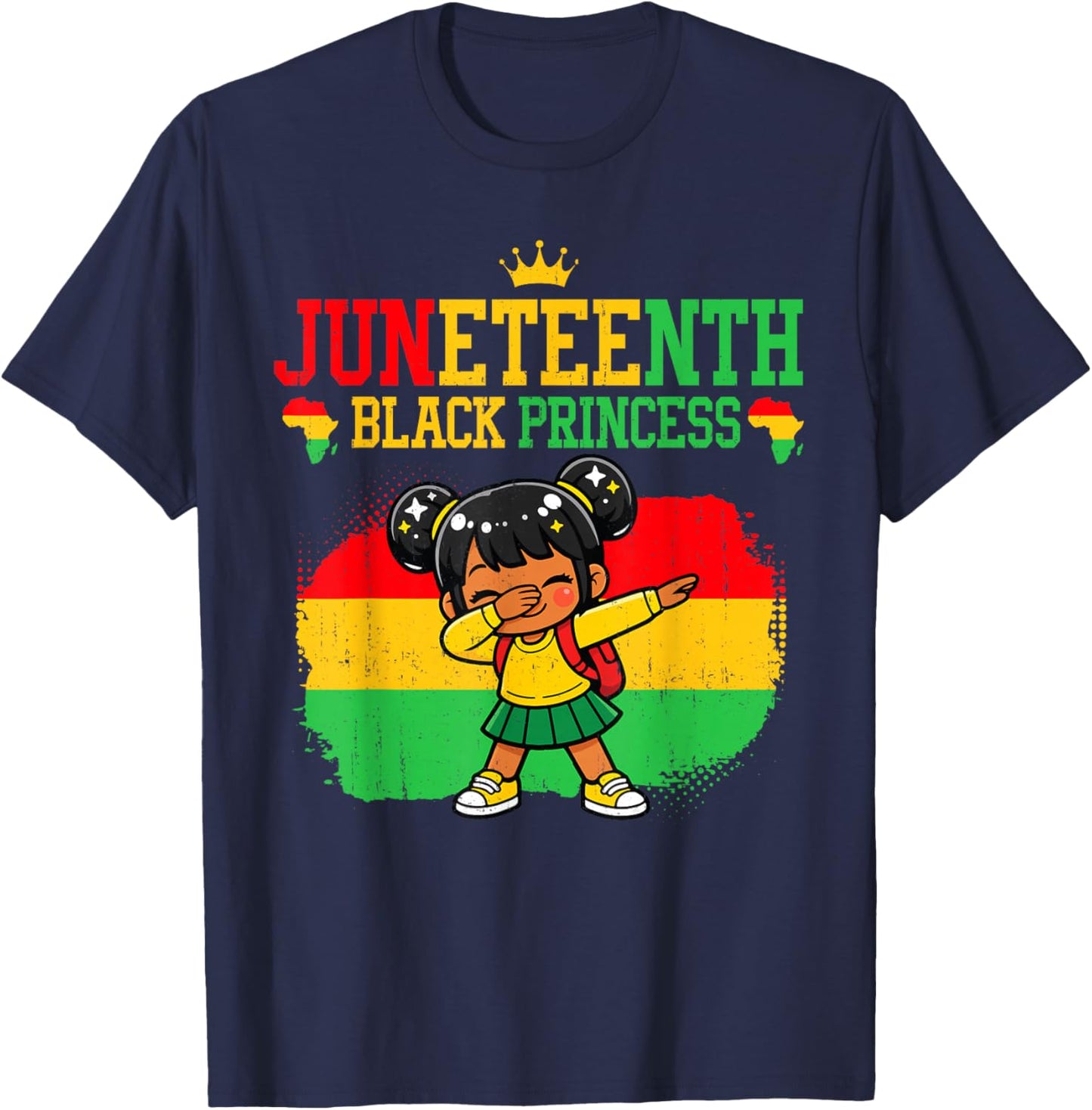 Juneteenth 1865 Black Princess African June 19th Women Kids T-Shirt - T-Shirt | Navy