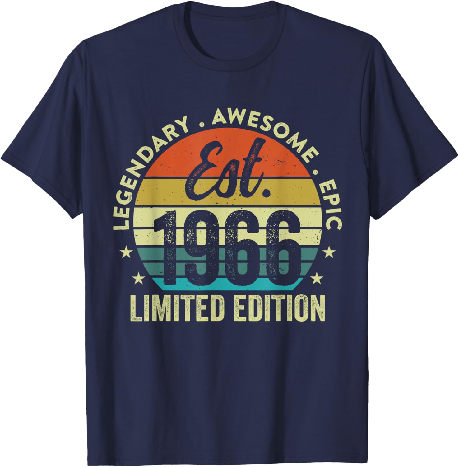 60th Birthday Vintage Epic Since 1966 60 Year Old T-Shirt - T-Shirt | Navy