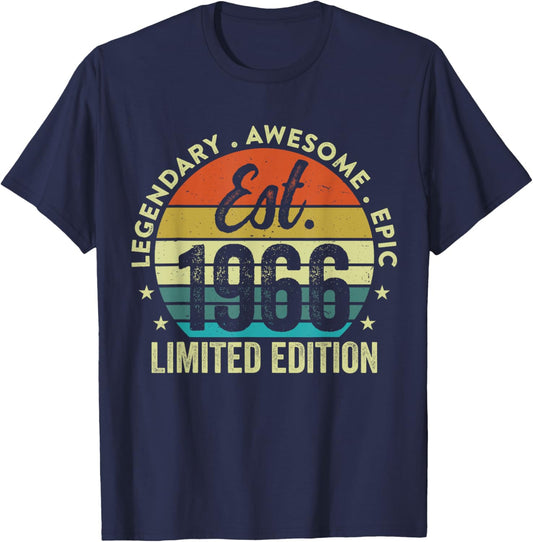 60th Birthday Vintage Epic Since 1966 60 Year Old T-Shirt - T-Shirt | Navy