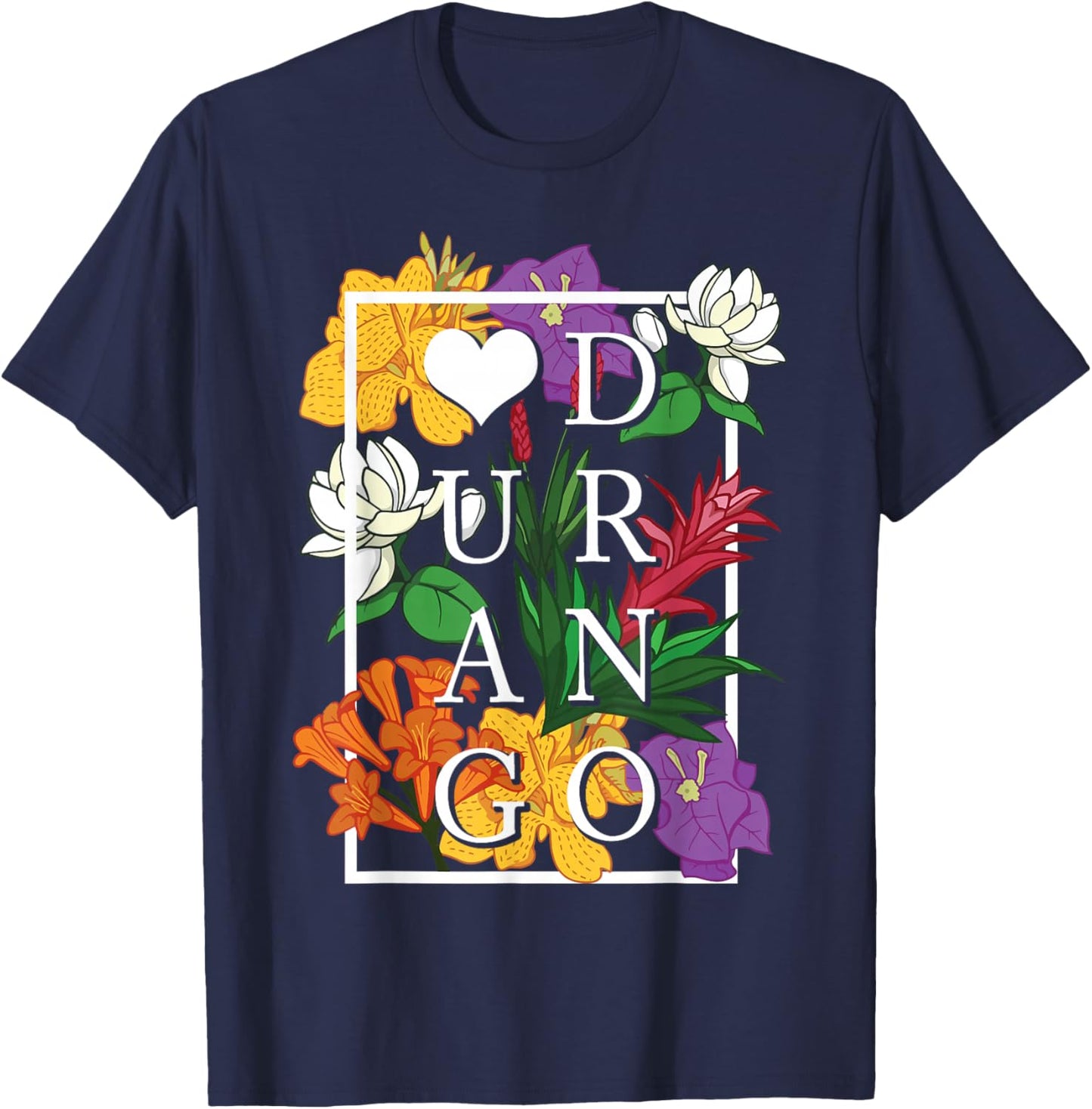 Durango Mexico Wildflower Pride Floral T-Shirt - T-Shirt | Navy