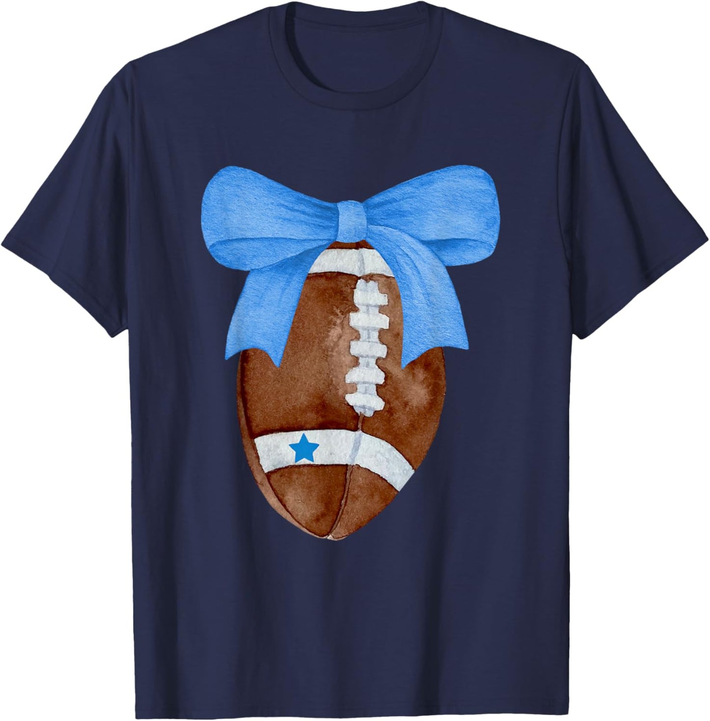 Football Coquette Bow Football Mom Women Girls Kids Dallas T-Shirt - T-Shirt | Navy