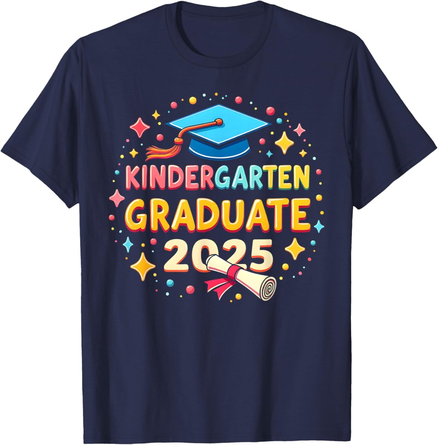 Kindergarten Graduation 2025 Graduate Kids Boys Girls T-Shirt - T-Shirt | Navy