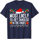 Most Likely To Get Tangled In The Tinsel Funny Family Xmas T-Shirt - T-Shirt | Navy