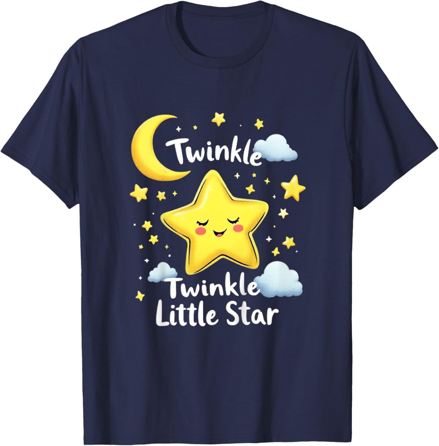 Twinkle Twinkle Little Star Kids – Cute Cartoon Design T-Shirt - T-Shirt | Navy