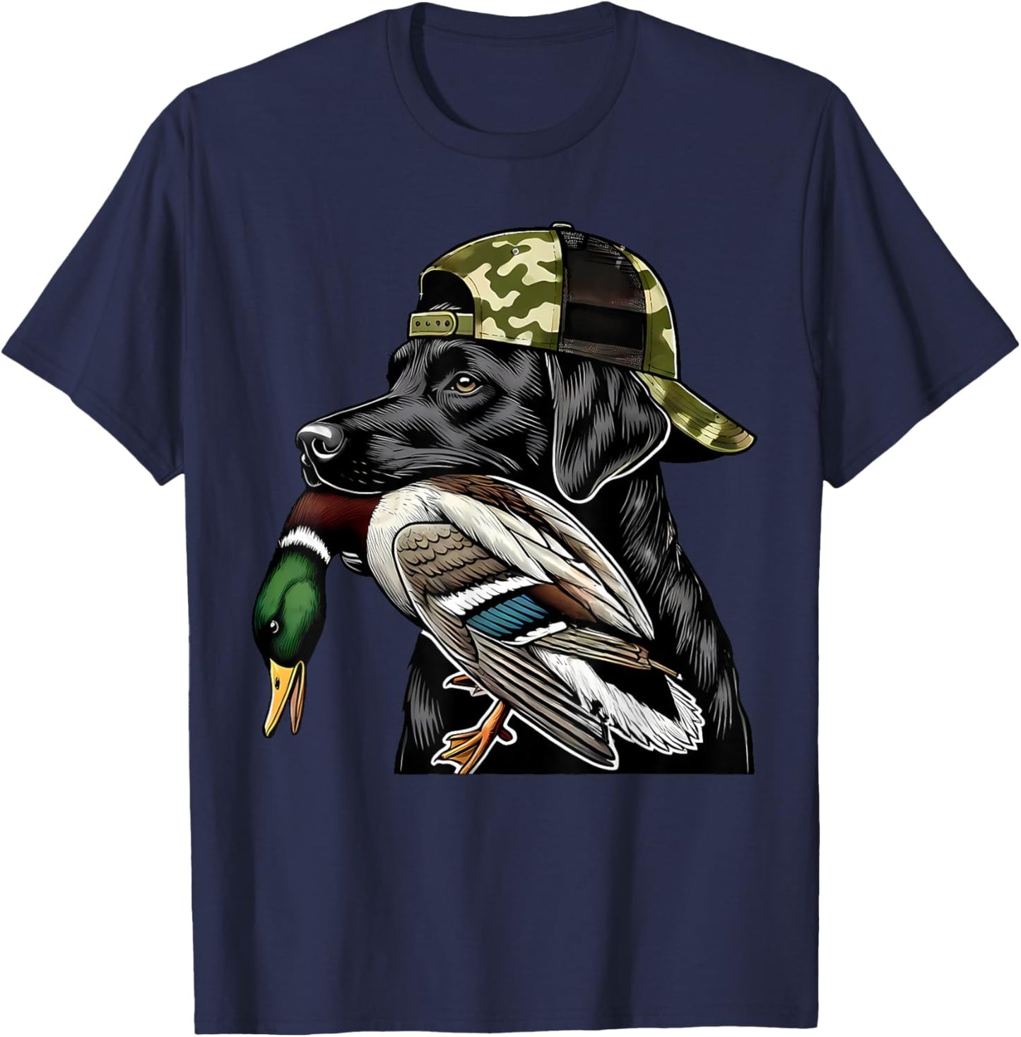 Labrador Hunting Dog With Duck Hello Hunting Season Men Women T-Shirt - T-Shirt | Navy