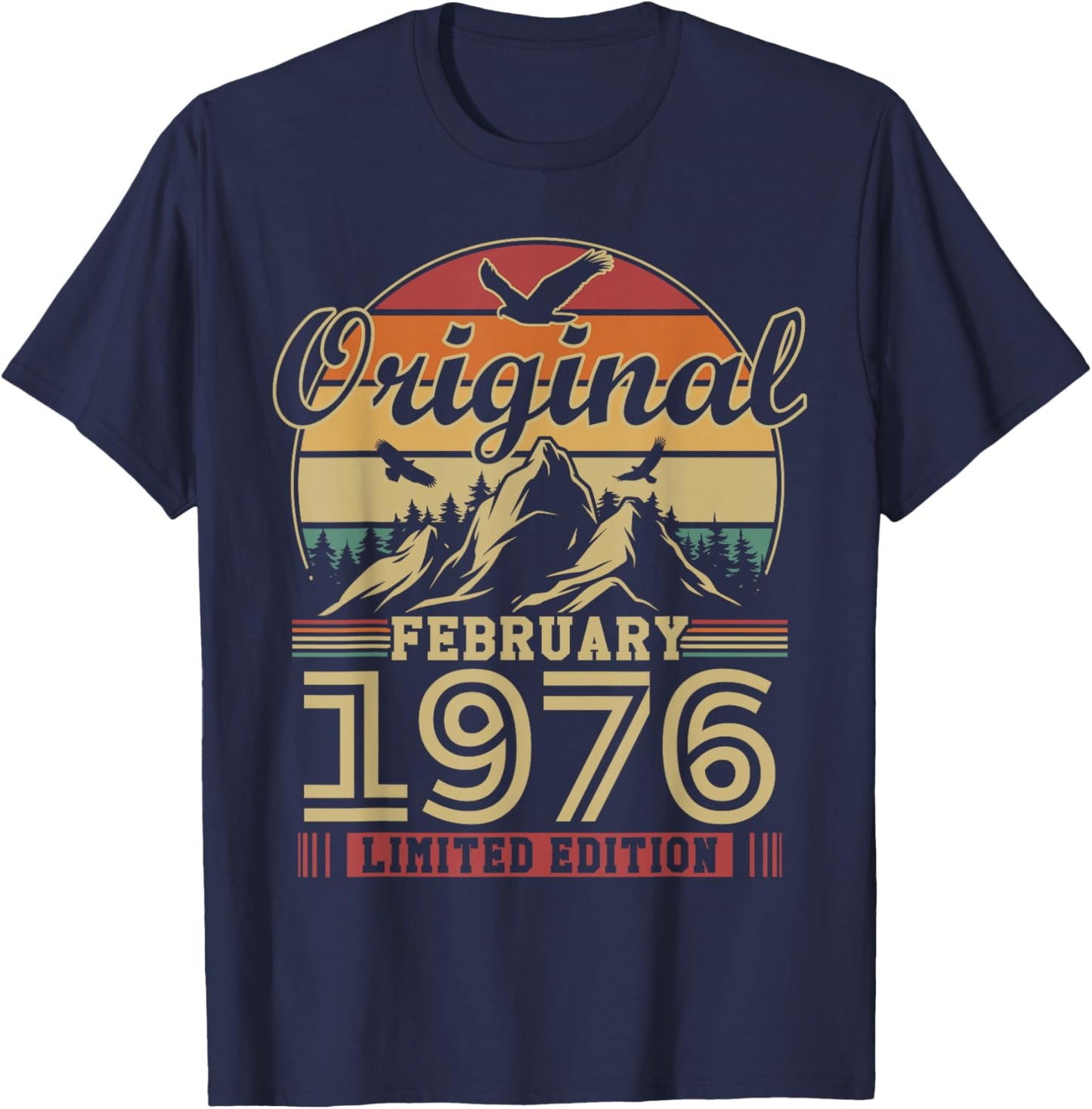 Vintage Cadeau Anniversaire 50 Ans pour Né en Février 1976 T-Shirt - T-Shirt | Navy