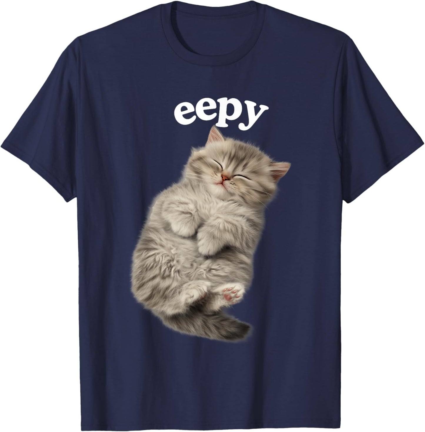 Eepy Cat, Silly Sleepy Cat Meme Cute fluffy cat lovers kitty Women Kids T-Shirt - T-Shirt | Navy