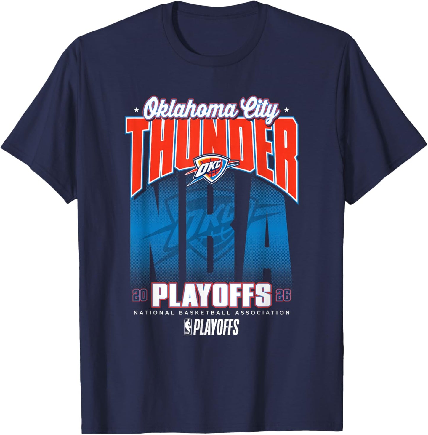 NBA Official 2026 Playoffs Oklahoma City Thunder Fade T-Shirt - T-Shirt | Navy