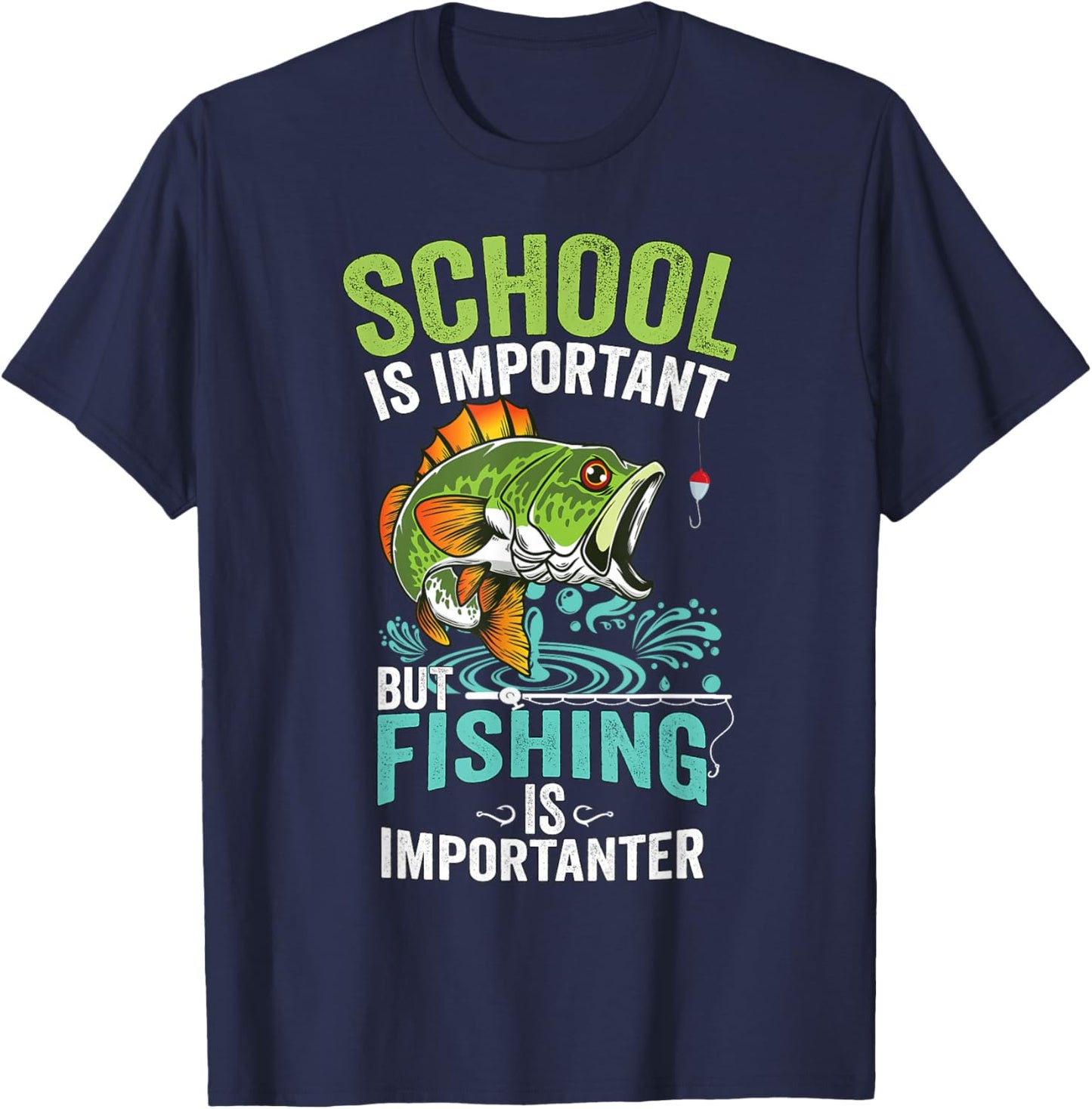 Funny Fishing For Boys Kids Fish Saying Bass Fisherman T-Shirt - T-Shirt | Navy