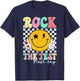 Rock The Test Testing Day Smile Face Teacher Motivational T-Shirt - T-Shirt | Navy
