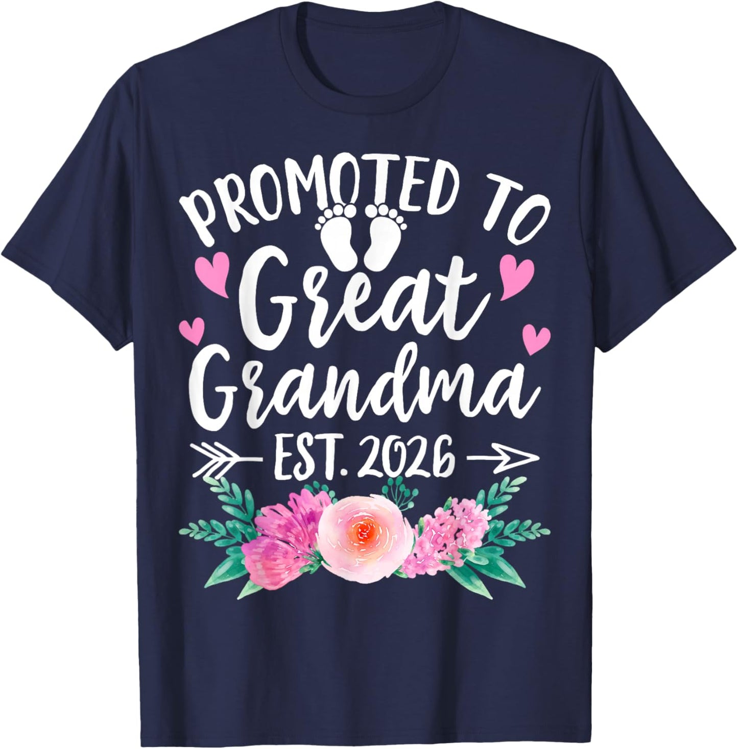 Promoted to Great Grandma Est 2026 First Time New Grandma T-Shirt - T-Shirt | Navy