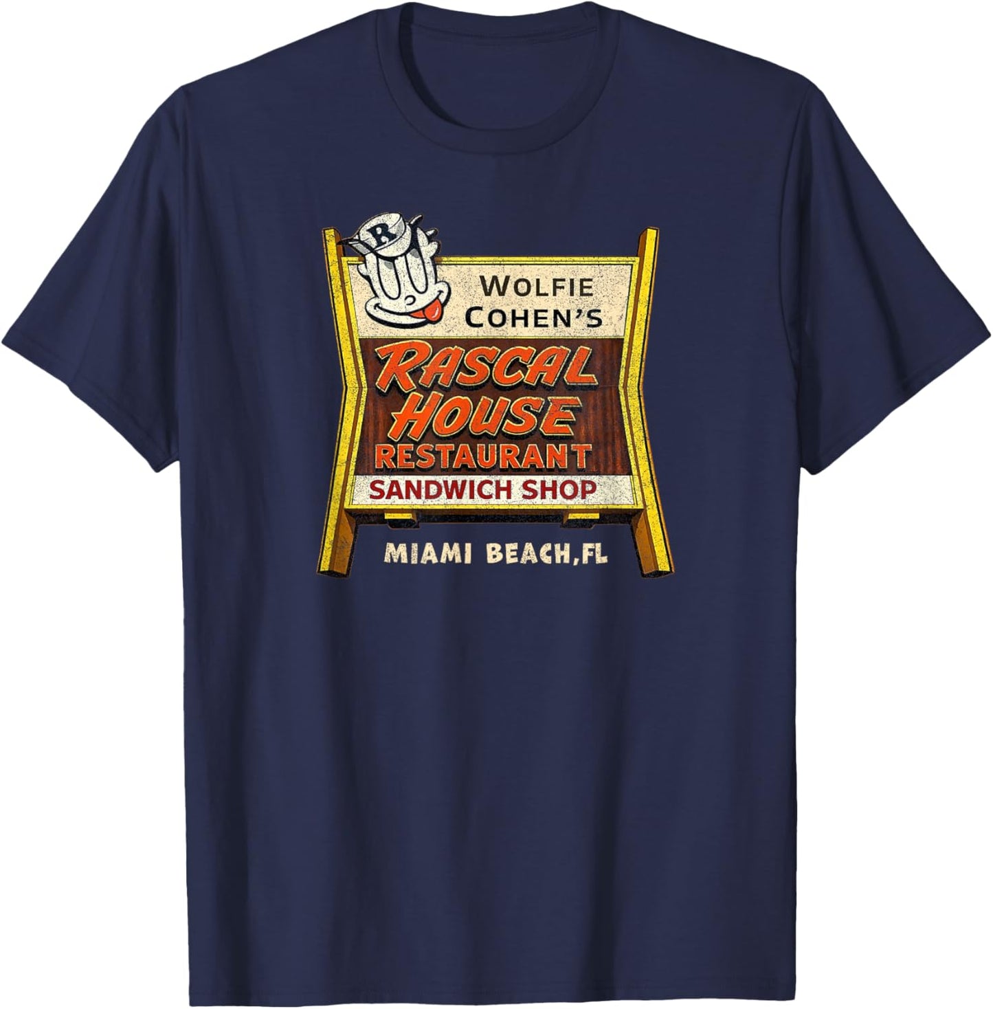 Rascal House Retro 70s 80s Miami Beach Funny T-Shirt - T-Shirt | Navy