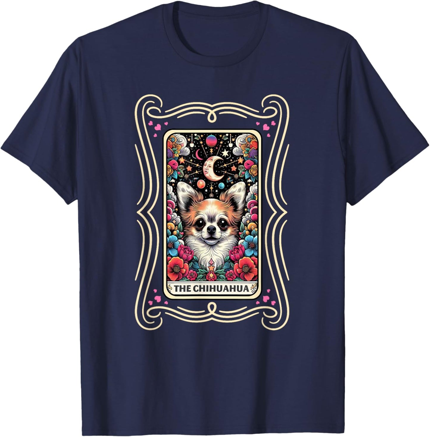 Dog Lover Colorful Tarot Card Chihuahua Graphic T-Shirt - T-Shirt | Navy