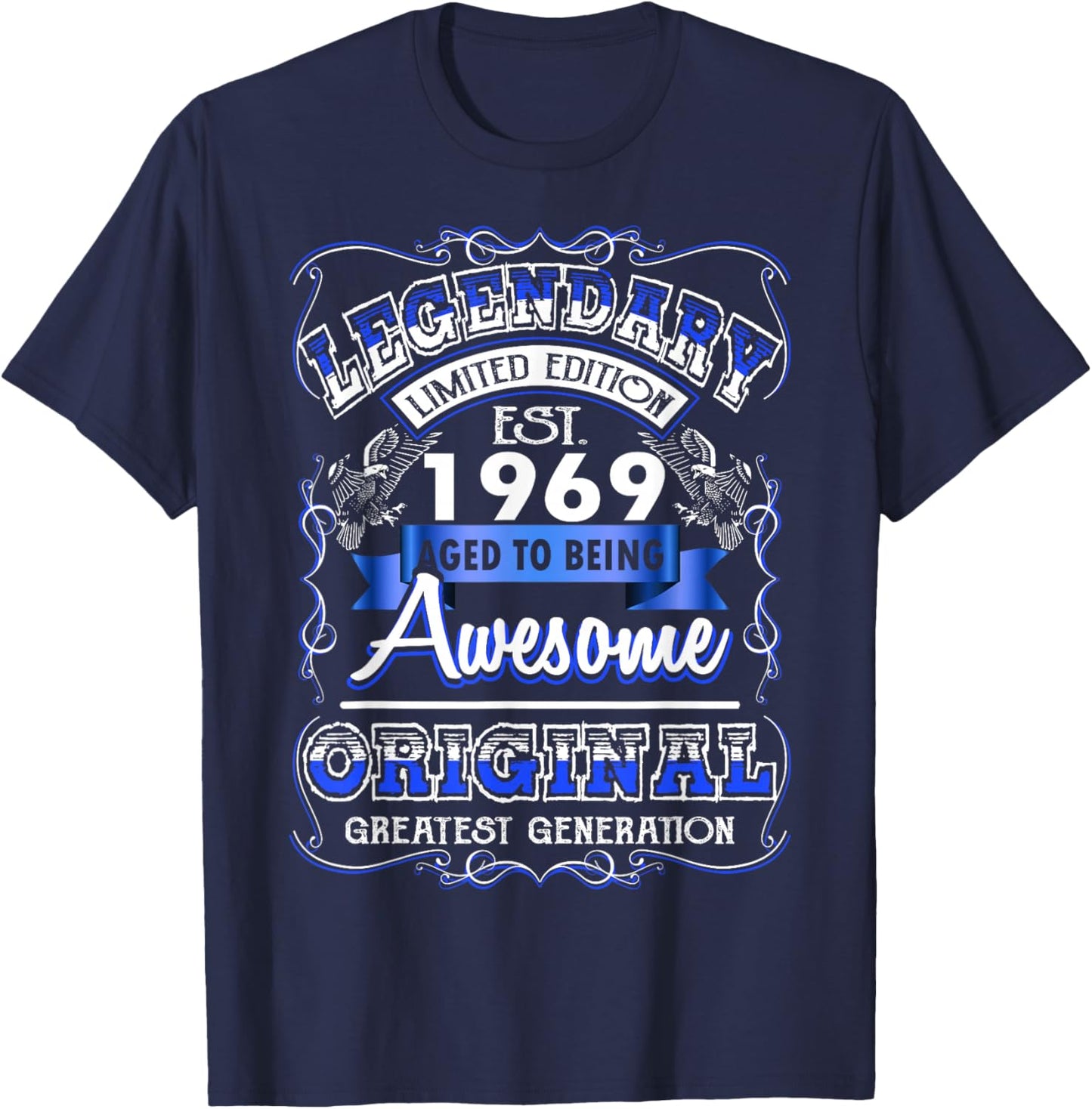 57th Birthday Gift Legendary Est. 1969 57 Years Old T-Shirt - T-Shirt | Navy