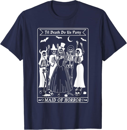 Maid Of Honor Gothic Skeleton Bach Crew Bachelorette Party T-Shirt - T-Shirt | Navy
