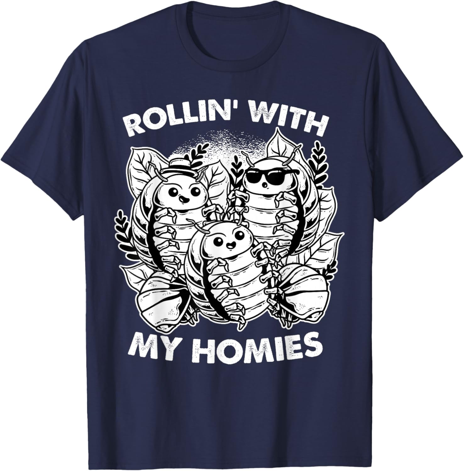 Isopod Pill Bug Rollie Pollie Rollin' With The Homies T-Shirt - T-Shirt | Navy