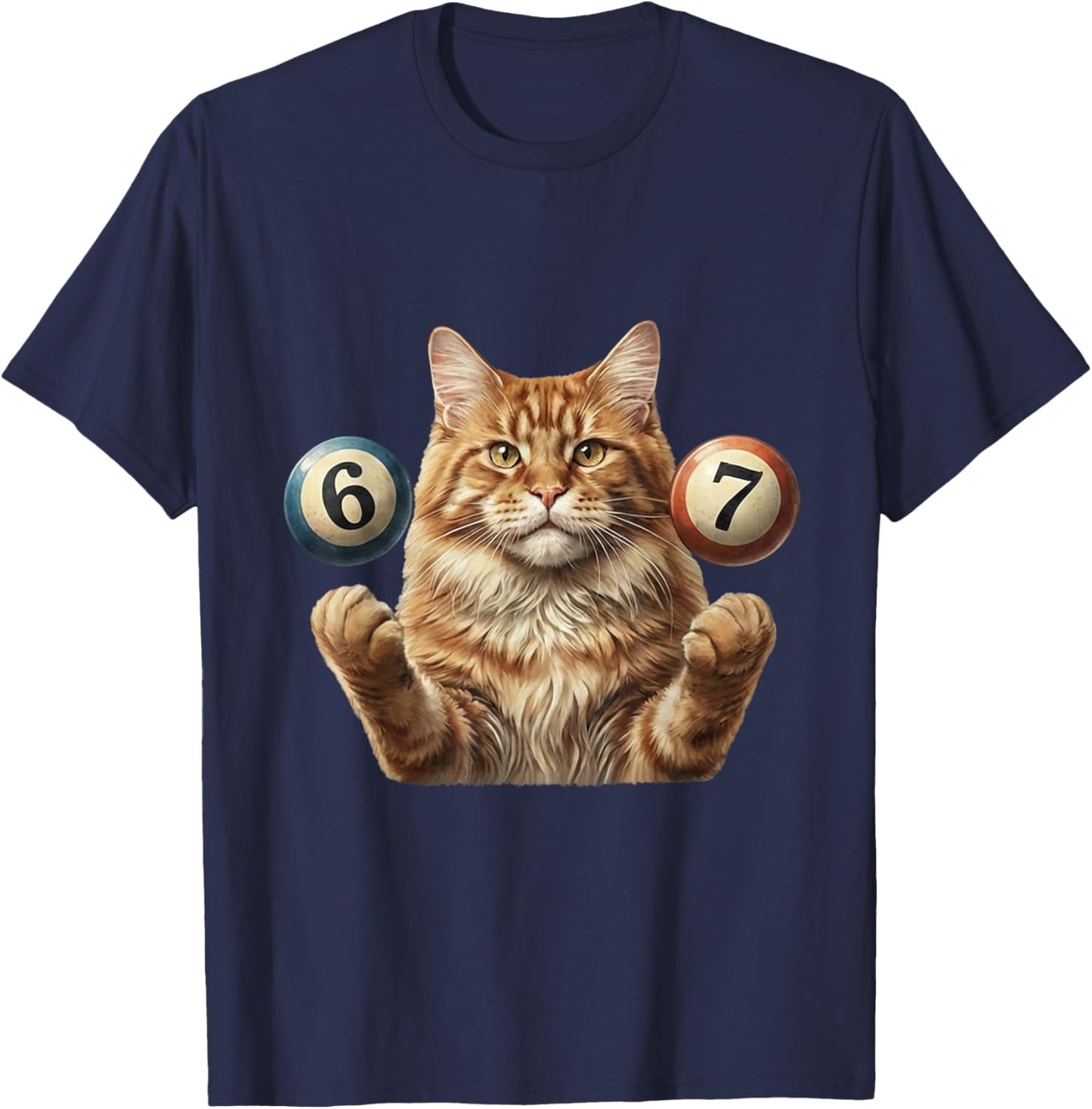 67 Meme - Six Seven Cats Funny Cat T-Shirt - T-Shirt | Navy