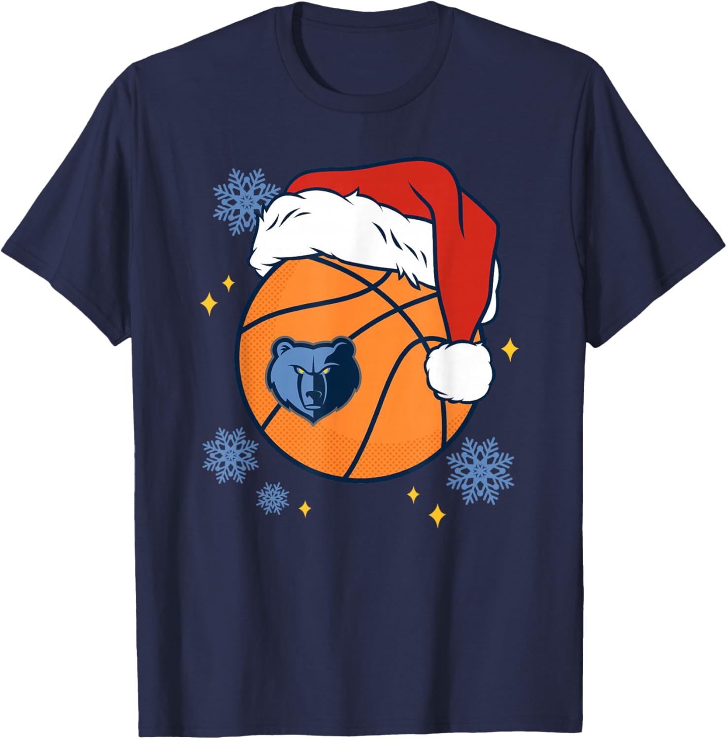 NBA Memphis Grizzlies Christmas Santa Hat Ball T-Shirt - T-Shirt | Navy