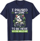 I Paused My Game To Be Here Gamer Cat Video Games Grunge T-Shirt - T-Shirt | Navy