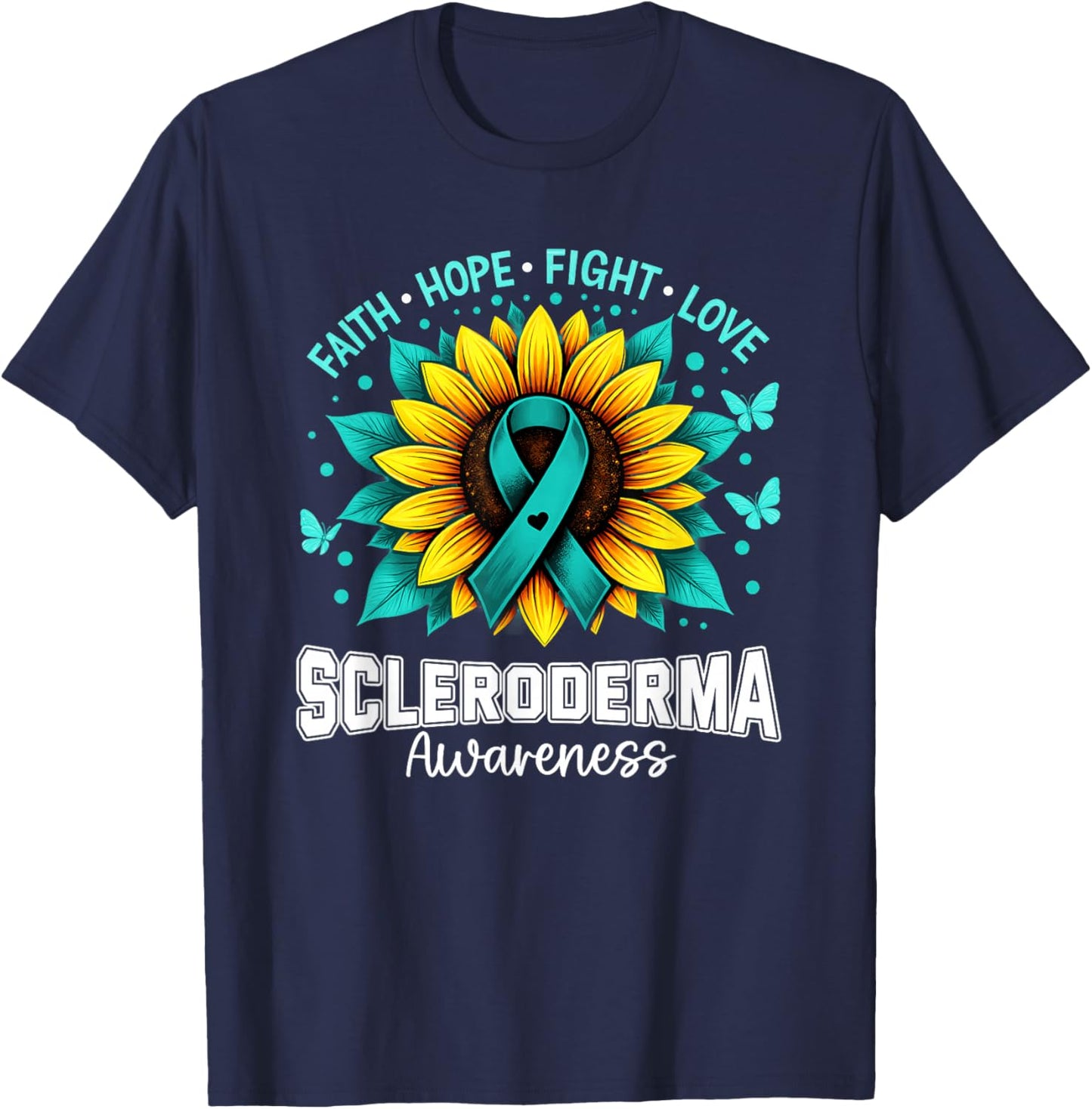 Christian Sunflower Scleroderma Awareness T-Shirt - T-Shirt | Navy