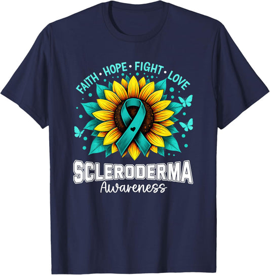 Christian Sunflower Scleroderma Awareness T-Shirt - T-Shirt | Navy