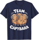 Team Capybara Cartoon Animal Themed Trio Funny Retro Artwork T-Shirt - T-Shirt | Navy