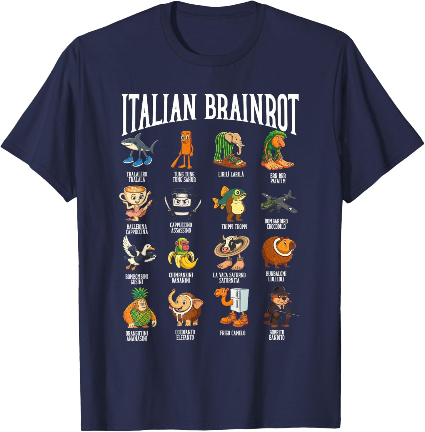 Italian Brainrot Ballerina Assassino Character Meme Mix T-Shirt - T-Shirt | Navy